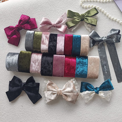 2.5/3.8cm天鹅绒丝绒单面织带手工diy蝴蝶结发饰礼品包装丝带G123