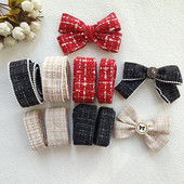 2.5 3.8cm小香风拷珍珠边布艺带 手工diy发饰饰品配件自制蝴蝶结