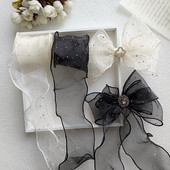 6.5cm烫钻雪纱拷边鱼尾纱 手工diy发饰蝴蝶结饰品材料拷边纱W37