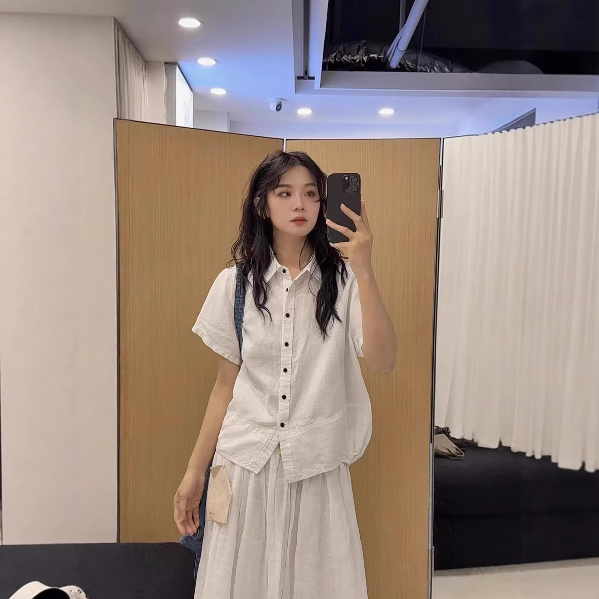 日系翻领汉麻衬衫女夏季新款复古文艺宽松休闲简约百搭短袖上衣女