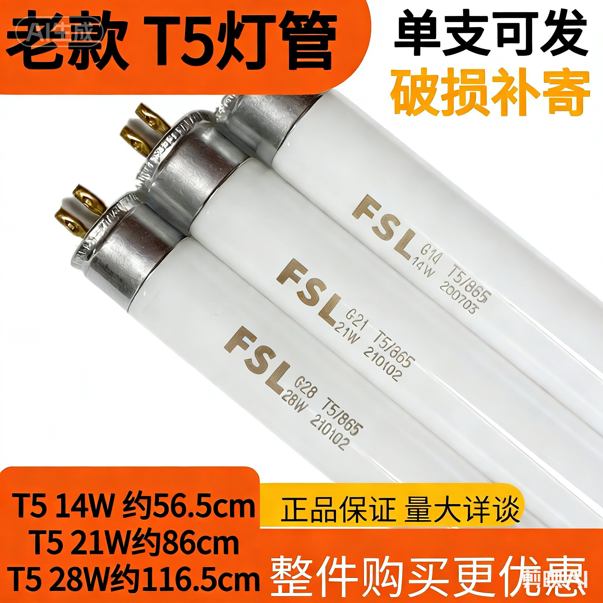 T5灯管 长条家用镜前灯小细日光灯管卫生间三基色荧光 t8灯管老式