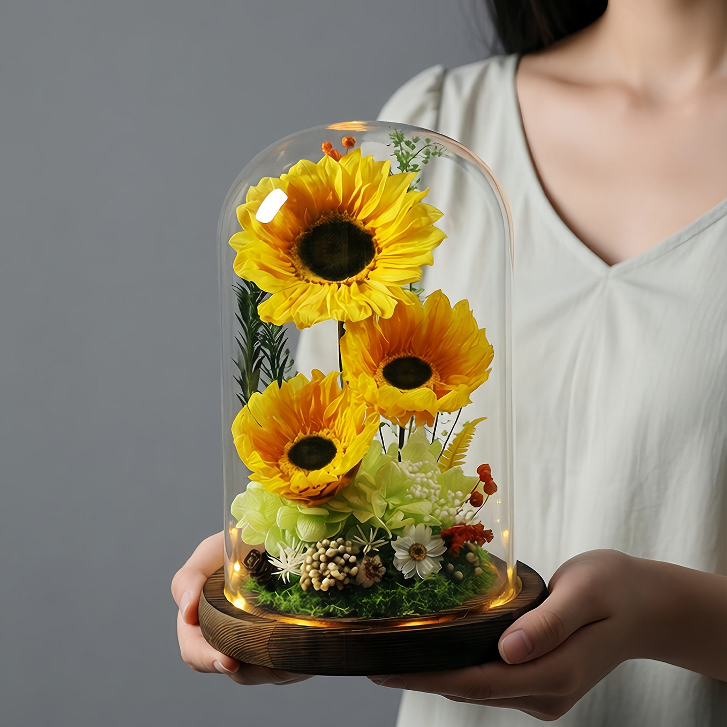 亚马逊向日葵永生花真花高档摆件教师节情人节女友礼物送老师礼品