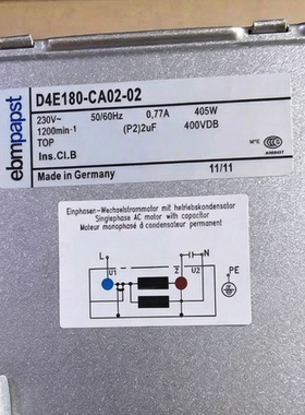 D4E180-CA02-02 230V 0.77A 405W进口离心风机