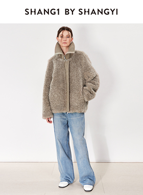 胡可的买手店 SHANG1 BY SHANGYI洋气翻领环保皮草外套毛毛大衣