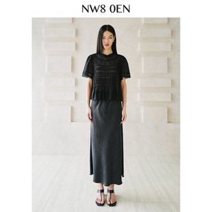 胡可的买手店 NW80EN高腰松紧铜氨丝半裙复古极简高级感半身裙女