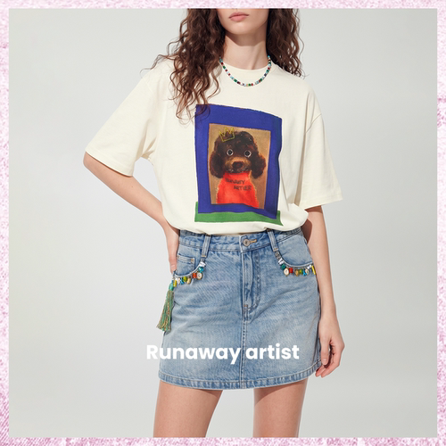 胡可的买手店 Runaway artist小狗T恤高科技防晒UPF40+