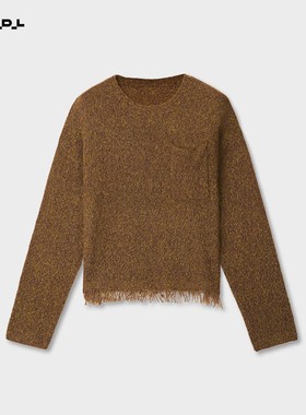 胡可的买手店 HDL CONFIADO羊毛混纺夹花纱流苏装饰底摆圆领针织