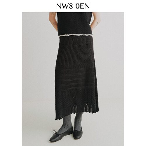 胡可的买手店 NW80EN《Ternura》法式混纺毛纱镂空松紧腰半身裙