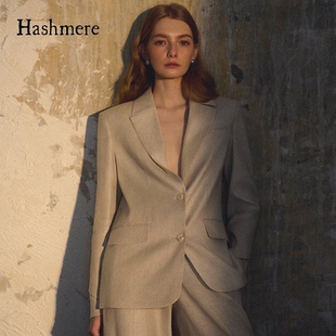 胡可的买手店 Hashmere卢昱晓同款亚麻质感经典宽松版女西服外套