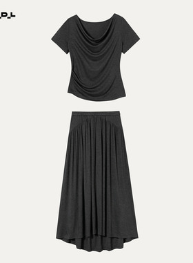 胡可的买手店 HDL Aootcor黑色弹性荡领收腰套装