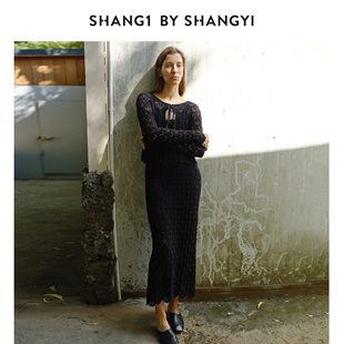 胡可的买手店 SHANG1 BY SHANGYI美人鱼微透针织衫钩花系带开衫