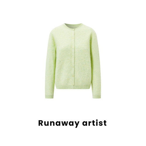 胡可的买手店 Runaway artist山羊绒桑蚕丝羊毛混纺落肩圆领开衫