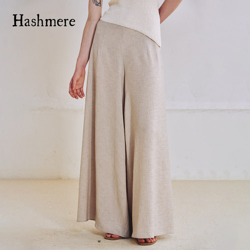 胡可的买手店 Hashmere春夏亚麻肌理轻薄透气极简舒适阔腿长裤