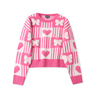 圆领套头宽松花色甜美女生针织衫 H7522外贸欧美女士毛衣冬季 新款