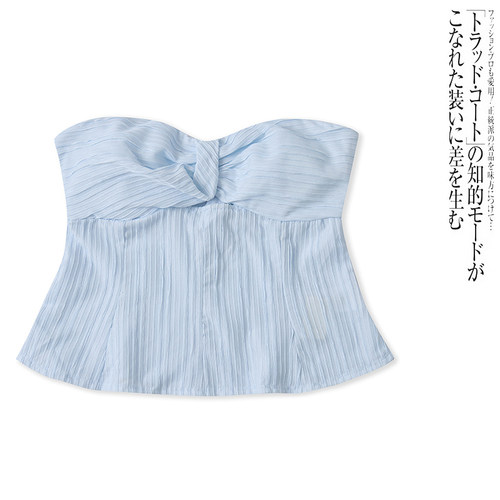 B3248外贸欧美女生抹胸上衣夏季新款肌理胸前扭结短款显瘦背心