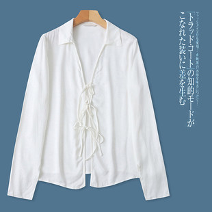 B8204外贸欧美单女士衬衫新款翻领系带设计修身显瘦气质时尚衬衣