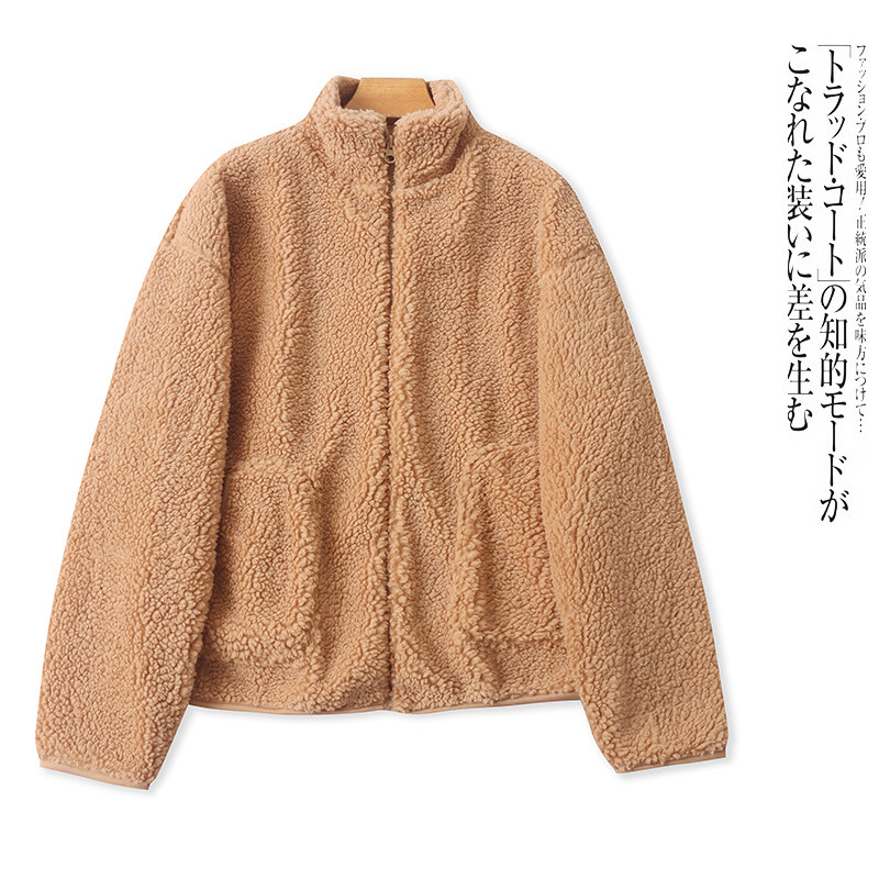 K4986外贸欧美单女装羊羔绒外套冬季新款立领宽松百搭加厚上衣,女装/女士精品,短外套,淘宝优惠券,粉丝福利购,淘宝优惠卷