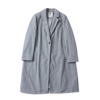 D7088外贸欧美单气质女装呢大衣秋冬翻领一粒扣宽松长款毛呢外套