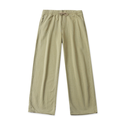 D086外贸欧美单男女情侣款宽松休闲裤新款松紧腰毛边阔腿裤长裤