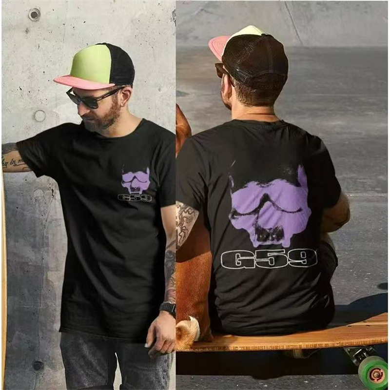 外贸欧美潮流时尚男生短袖T恤夏季新款圆领套头宽松潮牌上衣