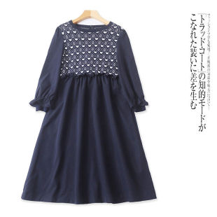 圆领拼色修身 拼针织连衣裙新款 显瘦气质长裙 通勤风女装 D6525时尚