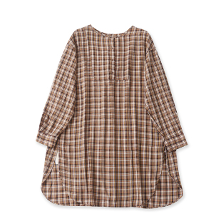 圆领有扣格子拼色复古风中长裙 新款 外贸韩版 女士连衣裙2025秋季
