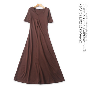 E1638外贸欧美气质女士连衣裙夏季新款V领修身显瘦淑女风时尚长裙