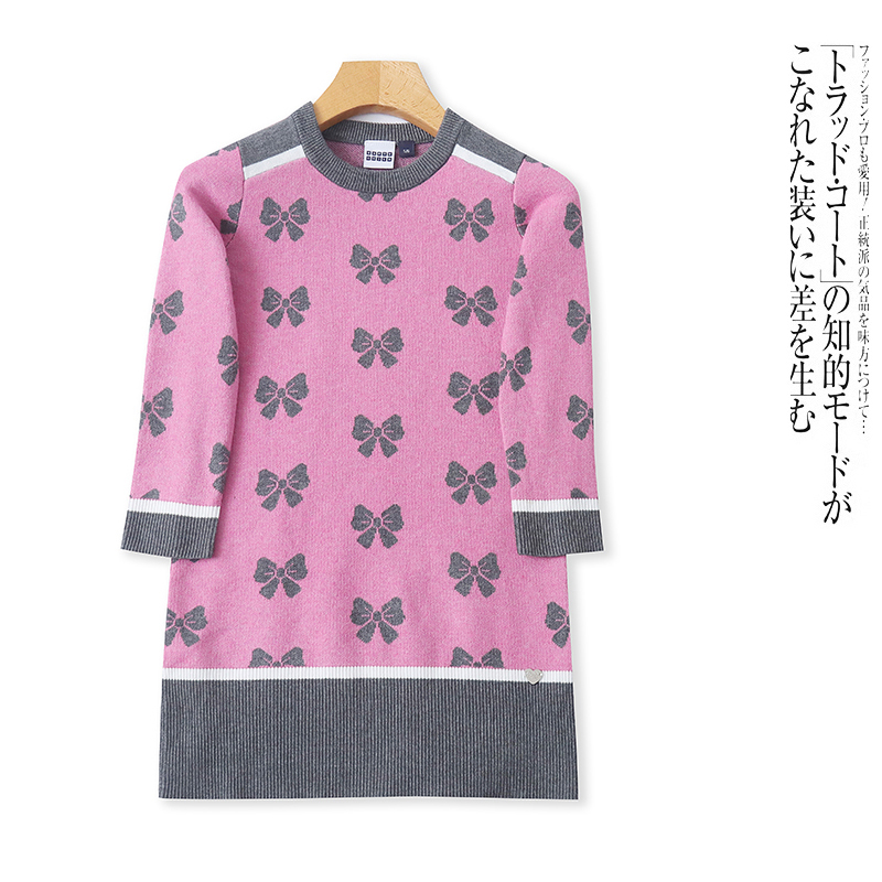 P4250外贸欧美单儿童毛衣冬季新款圆领套头甜美女孩打底针织衫