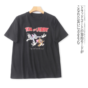 L5468外贸日单女装休闲短袖T恤春夏新款圆领套头卡通图案百搭上衣