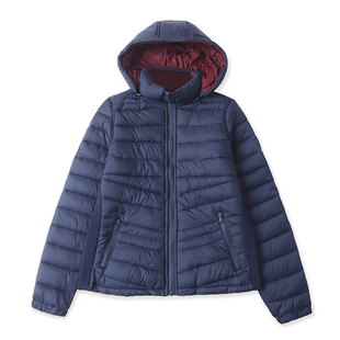 G4630外贸欧美单女士立领连帽棉衣秋冬季新款拼色两面穿棉服