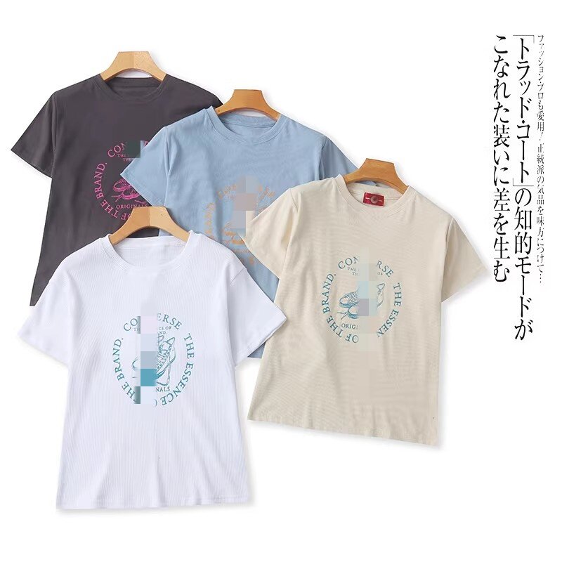 KK4533外贸日单女装短袖T恤春夏新款圆领字母修身百搭休闲上衣