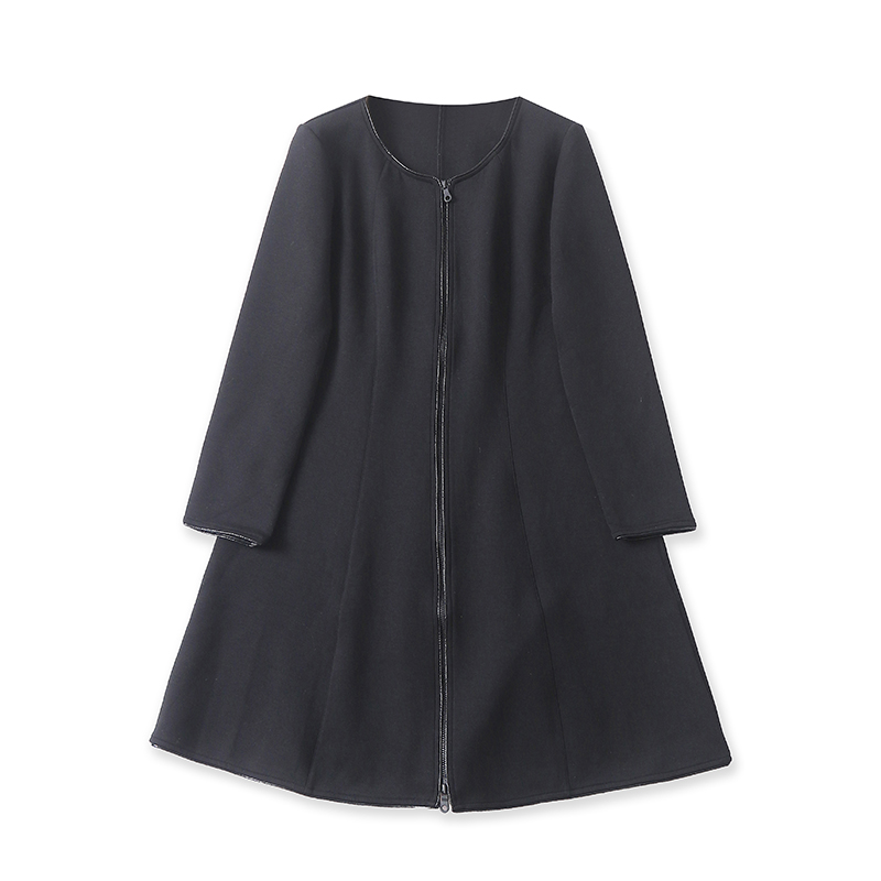 CC6320外贸欧美单女装外套秋季新款半圆领拉链修身显瘦中长款上衣