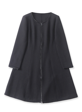 CC6320外贸欧美单女装外套秋季新款半圆领拉链修身显瘦中长款上衣