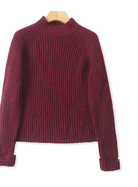 B5360外贸欧美女生毛衣冬季新款半高圆领套头宽松纯色百搭针织衫