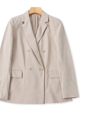 H4296外贸欧美单通勤风女士西装春季新款翻领双排扣修身显瘦外套