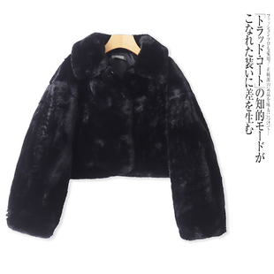 AA5650外贸日单女装毛绒外套冬款翻领宽松短款气质小香风加厚上衣