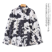 衬衫 印花时尚 春季 翻领个性 宽松衬衣 新款 V5210外贸欧美单气质女装