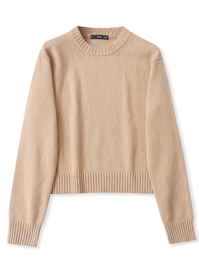 J7898外贸欧美单女士毛衣冬季新款圆领套头宽松显瘦百搭针织衫