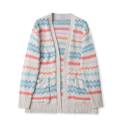 NN4546外贸欧美单女士针织开衫2025秋季新款拼色开衫慵懒风毛衣