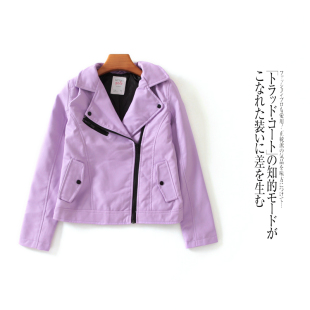 时尚 翻领修身 儿童外套秋季 个性 显瘦甜美可爱女童皮衣 新款 外贸韩版