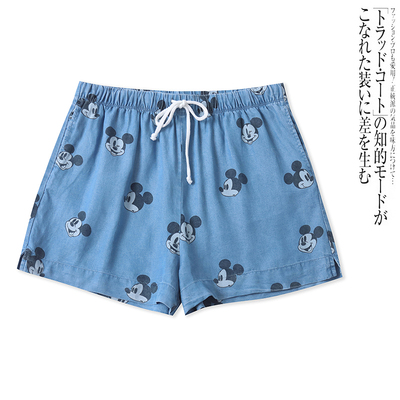 AA3269外贸欧美小女生休闲短裤夏季新款松紧腰系带卡通印花阔腿裤