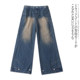 阔腿裤 BB4596外贸欧美单美式 高腰宽松显瘦直筒裤 新款 复古牛仔裤