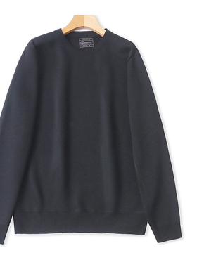 D0052外贸欧美男士毛衣冬季新款圆领套头简约纯色宽松打底针织衫