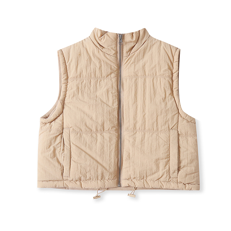 S6210外贸欧美女士棉马夹秋冬立领无袖百搭坎肩加厚保暖短款马甲