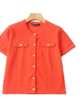 L5634外贸欧美小香风气质女生短袖针织衫春季新款圆领淑女风上衣