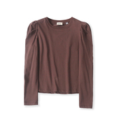 显瘦打底衫 外贸欧美单女士长袖 圆领泡泡袖 修身 T恤2025秋季 新款