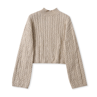 百搭针织衫 KK4593外贸欧美单女士毛衣秋冬新款 高领麻花花纹修身