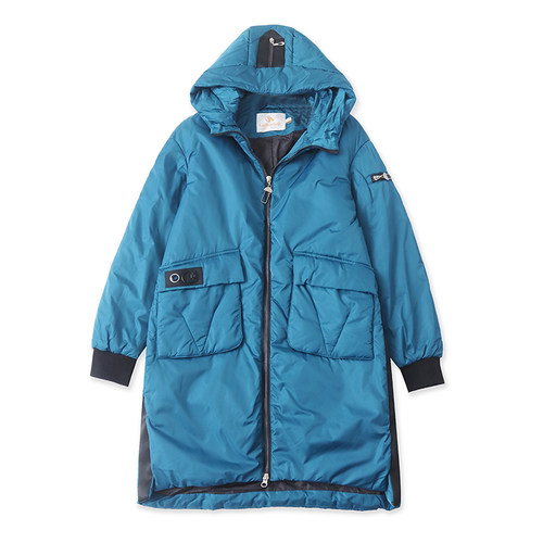 K0878外贸欧美单时尚拼色棉衣冬季新款连帽女装宽松中长款棉服