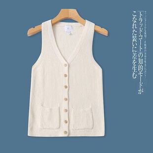 百搭坎肩马甲 单排口修身 U8563外贸欧美女士针织马夹新款 V领无袖