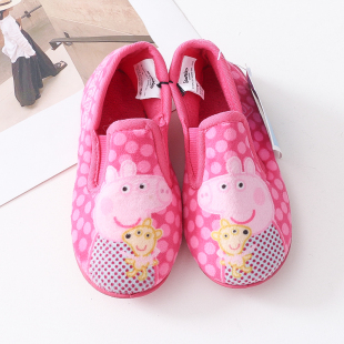 儿童薄款 一脚蹬卡通印花拼色可爱绒面暖鞋 棉鞋 新款 秋冬季 外贸时尚